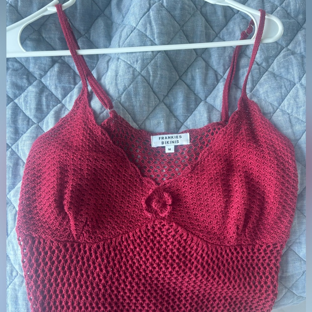 Collette Crochet Mini Dress in ruby